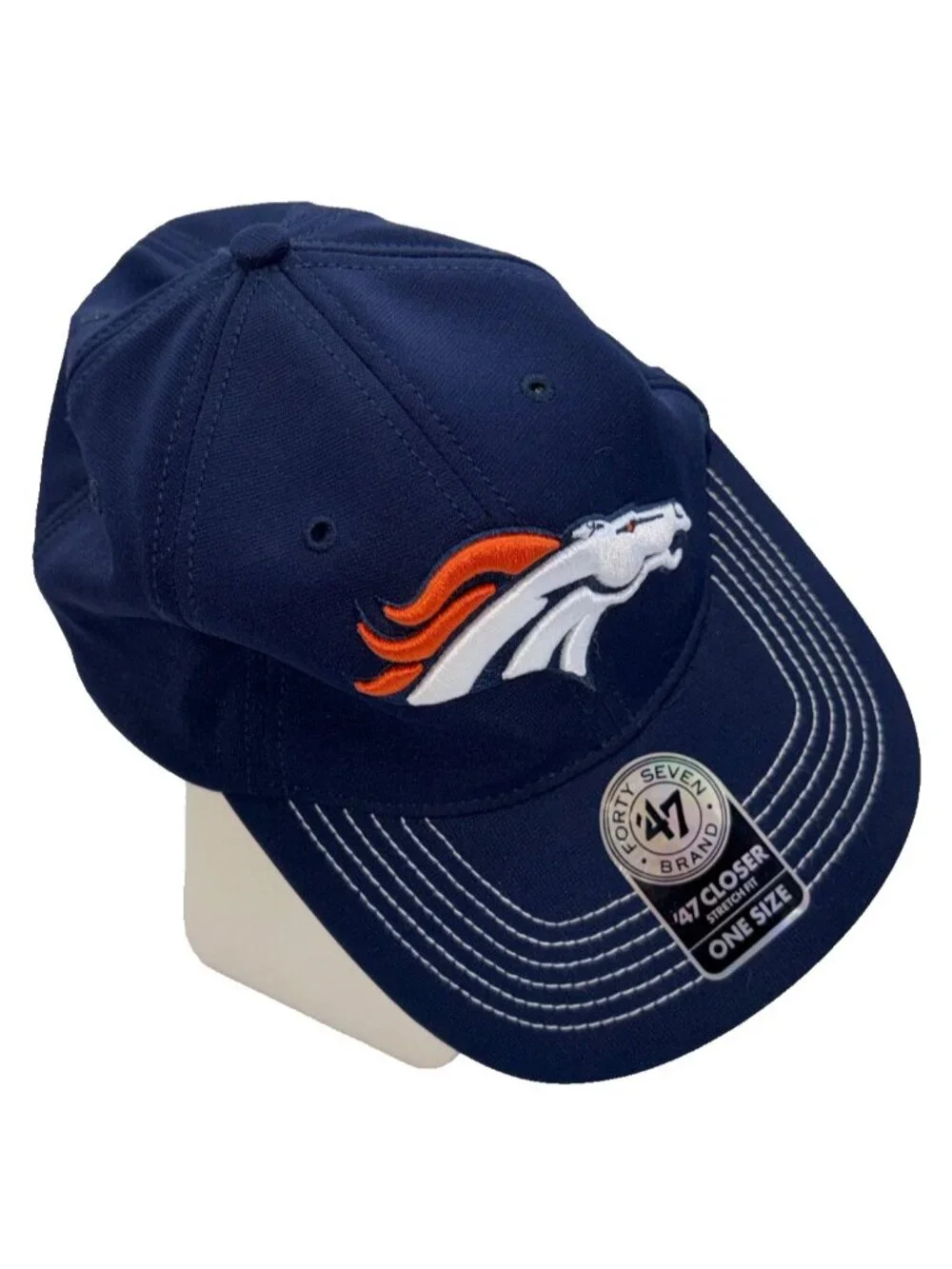 Denver Broncos 47 Brand Closer Stretch Fit Hat Cap One Size NFL Navy NWT